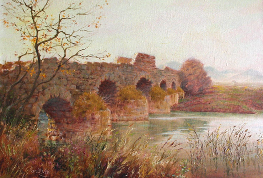 Pontetzu a Ozieri olio su tela 50X40 1986 ca