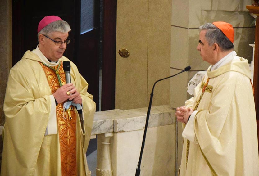 Mons. Corrado Melis e card. Angelo Becciu