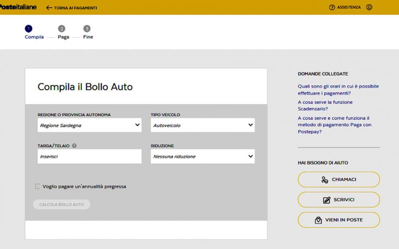 Pagamento bollo auto Poste Italiane