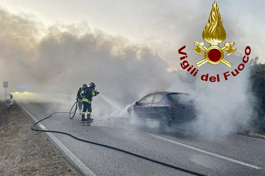 Incendio auto Olbia