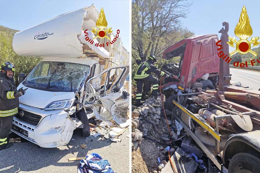 incidente Olbia camper camion