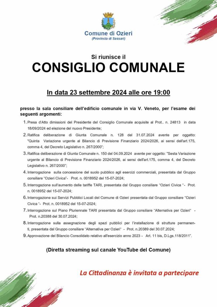 Seduta consiglio comunale